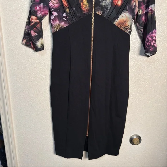 Ted Baker Hounest Shadow Floral Gathered Dress Sz 2 US Sz 6 - Picture 9 of 11